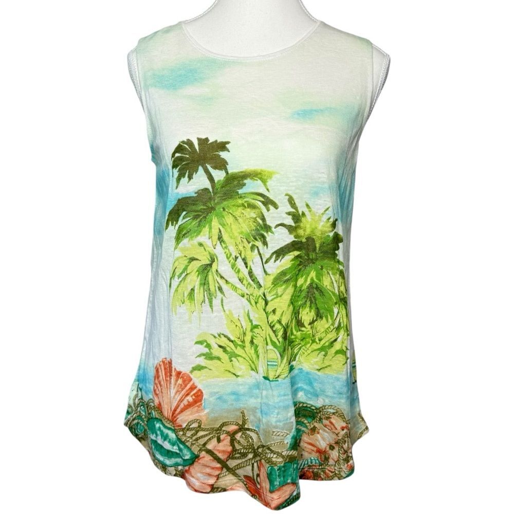 ▪️|EUC| J. JILL 100% Linen Tropical Sleeveless Top